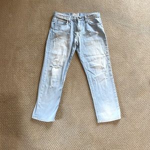 Distressed cropped jeans. Current Elliott